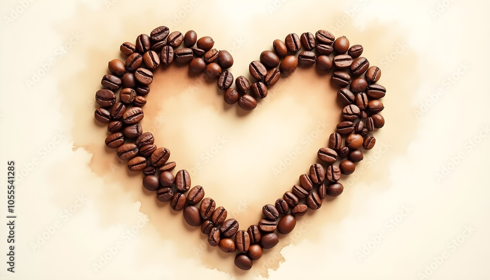 Coffee beans arranged in a heart shape symbolize love for coffee. Coffee Lifestyle Coffee beans arranged in a heart shape symbolize love for coffee. Coffee Lifestyle