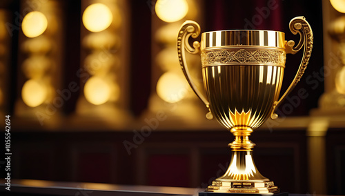 venerable golden trophy features intricate cuts ornate surface design