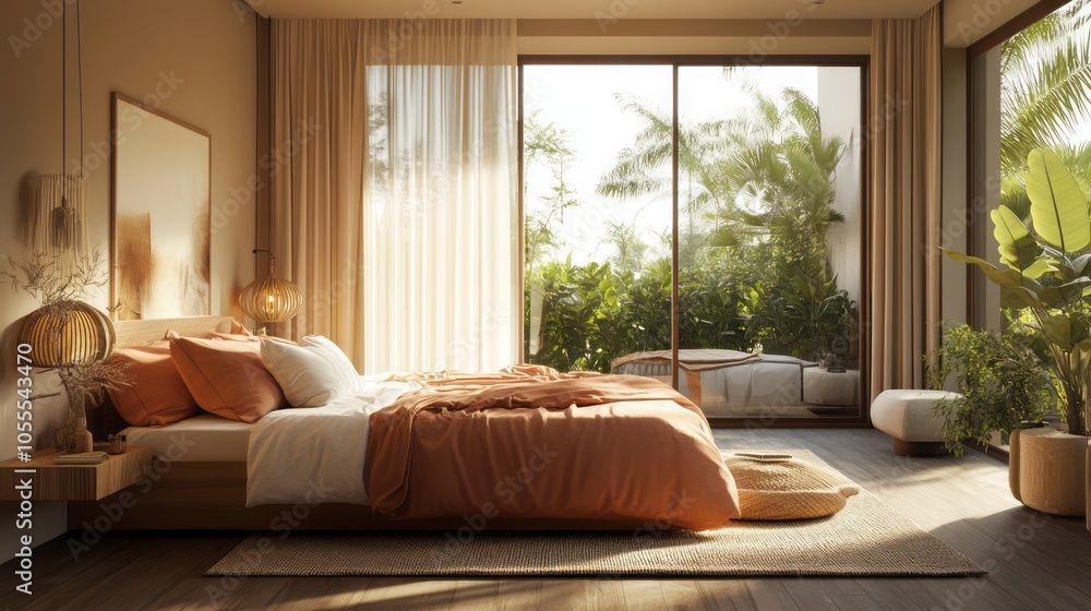 A bedroom with soft pastel tones, layered textiles, and gentle ambient lighting, where the rhythm of texture and light soothes the senses and encourages relaxation A bedroom with soft pastel tones, layered textiles, and gentle ambient lighting, where the rhythm of texture and light soothes the senses and encourages relaxation