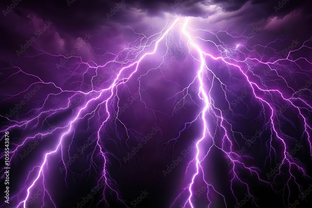 Eerie purple lightning and thunder on dark background Eerie purple lightning and thunder on dark background