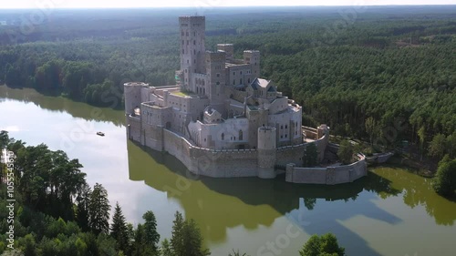 Beautiful landscape of Greater Poland forests and the newly built castle in Stobnica. Poland photo