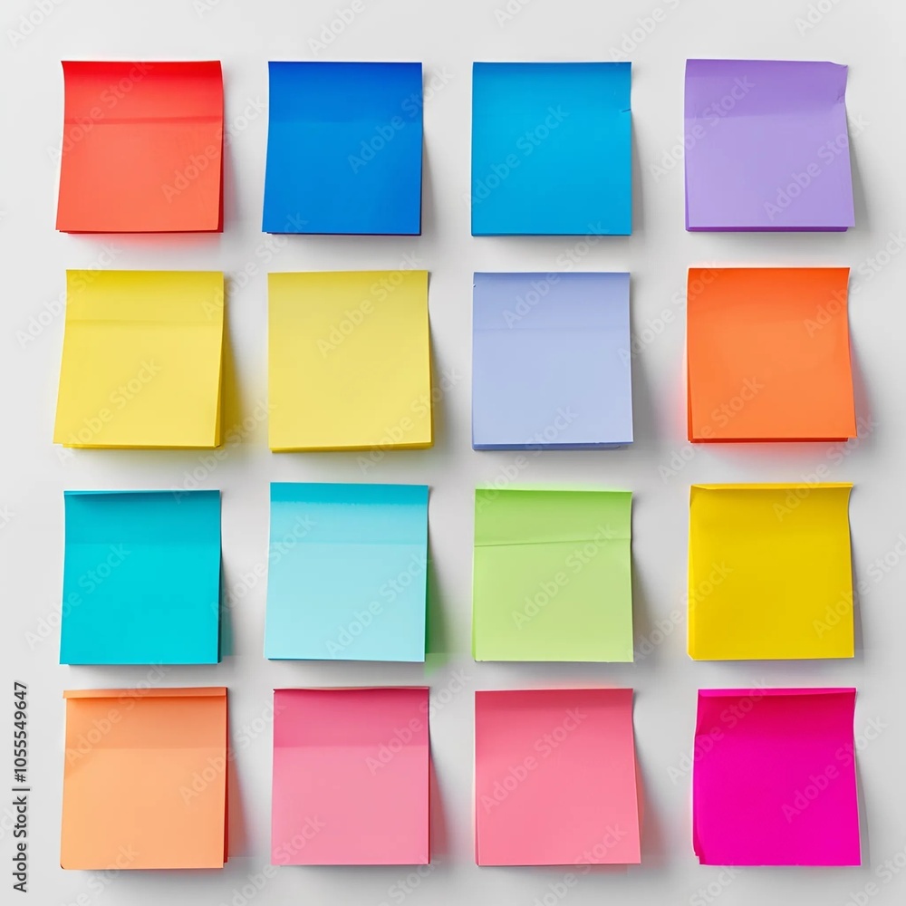 set of colorful notes with white background set of colorful notes with white background