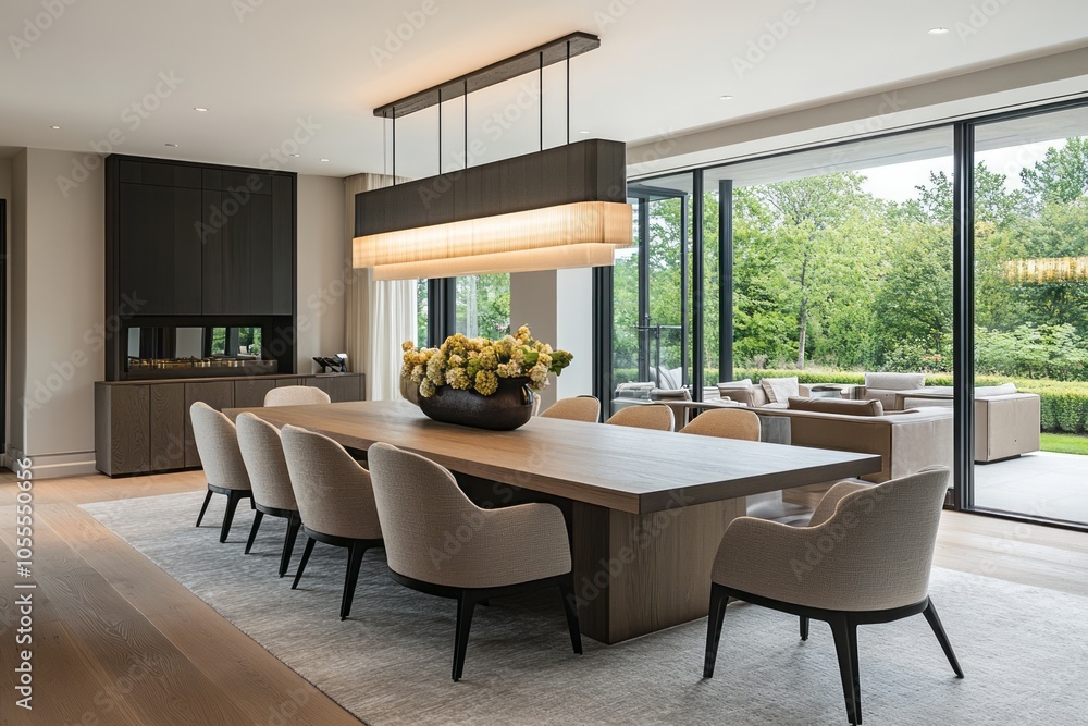 Contemporary dining area with soft natural lighting Contemporary dining area with soft natural lighting