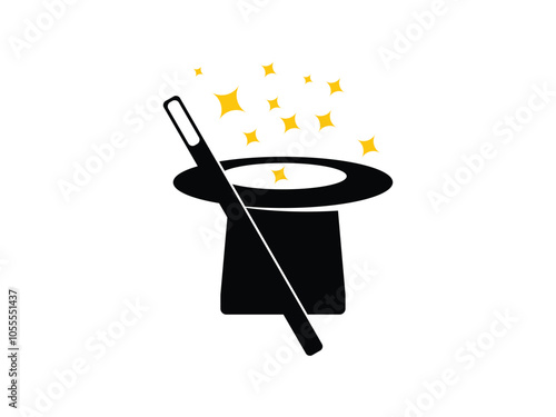 magic wand cap design icon symbol vector on transparent background