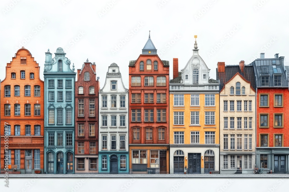 A row of buildings. Generative AI A row of buildings. Generative AI