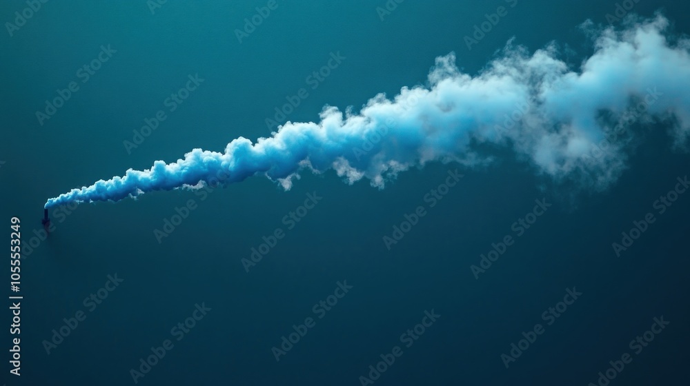 A plume of white smoke rising from a dark source against a teal background. A plume of white smoke rising from a dark source against a teal background.
