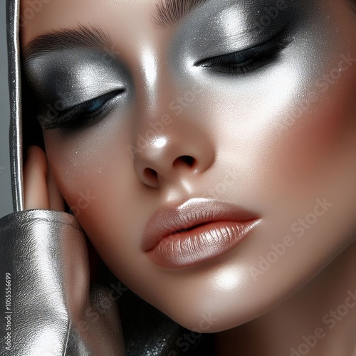 143 Futuristic Silver All over silver eyeshadow with a metallic