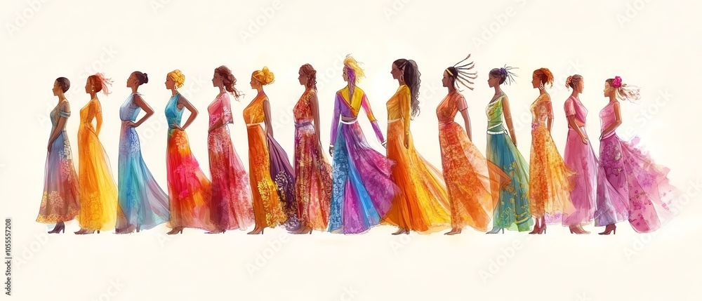 Dynamic illustration of women of various cultures and ethnicities, embracing diversity and solidarity on International Women s Day Dynamic illustration of women of various cultures and ethnicities, embracing diversity and solidarity on International Women s Day