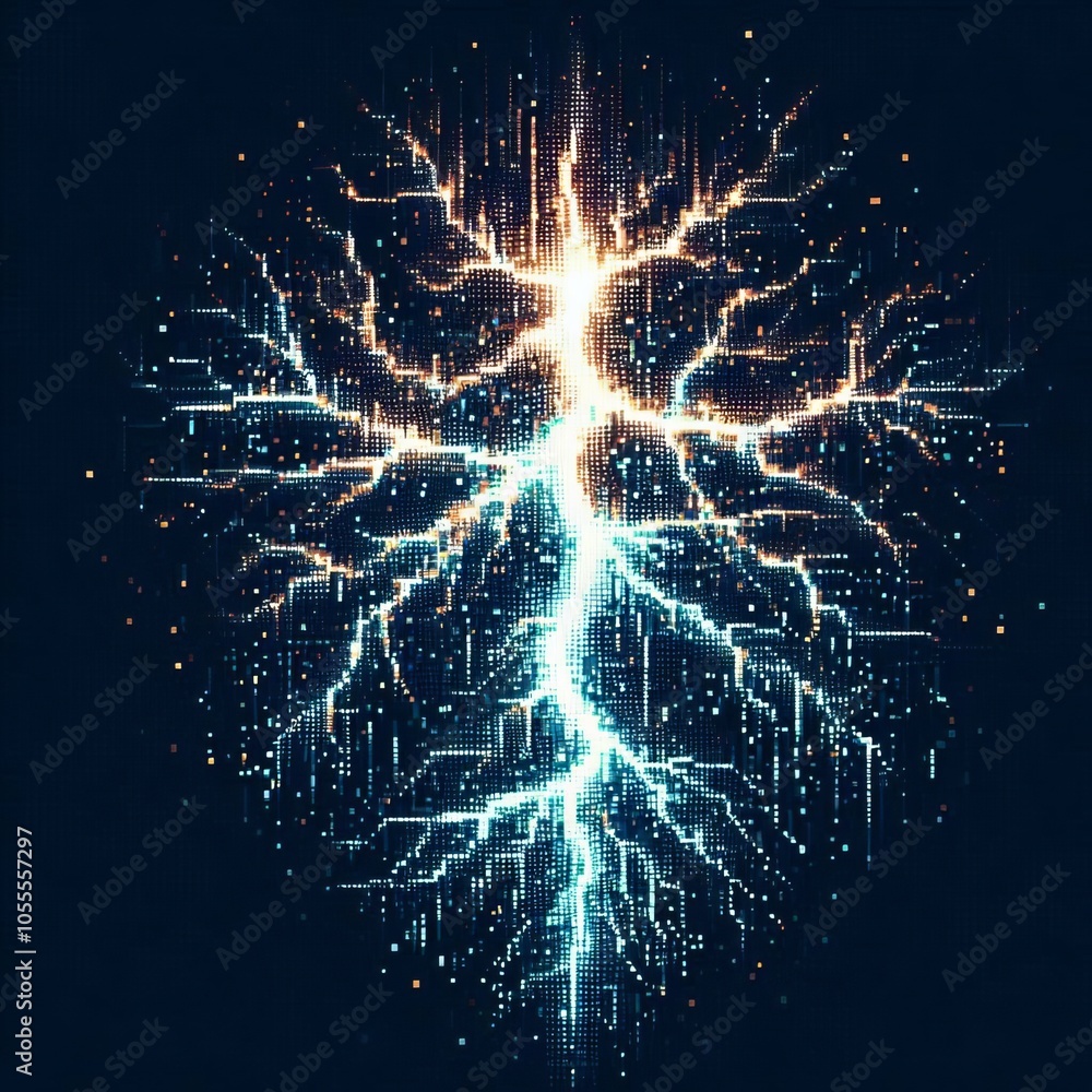 133 Lightning Strike Pixelated dramatic lightning strike with ph 133 Lightning Strike Pixelated dramatic lightning strike with ph