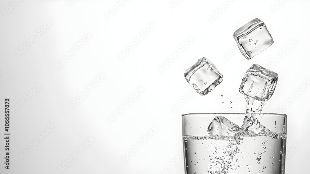 Refreshing Glass of Water with Melting Ice Cubes and Condensation - Minimalistic Aesthetic for Cool Beverage Concepts Refreshing Glass of Water with Melting Ice Cubes and Condensation - Minimalistic Aesthetic for Cool Beverage Concepts