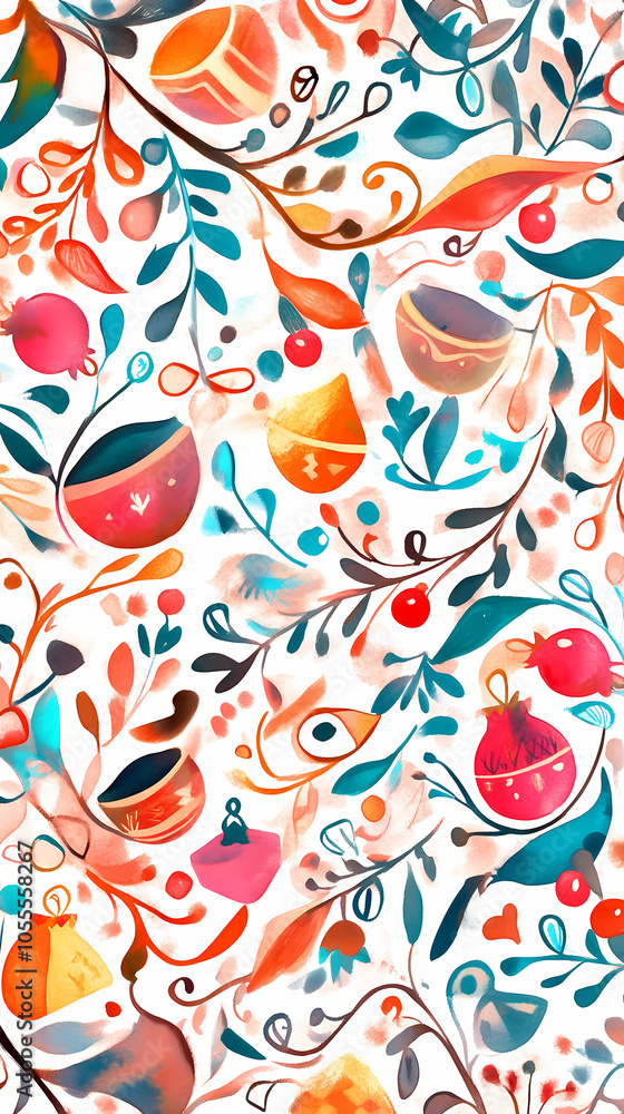 Fototapeta premium watercolor pattern christmas background