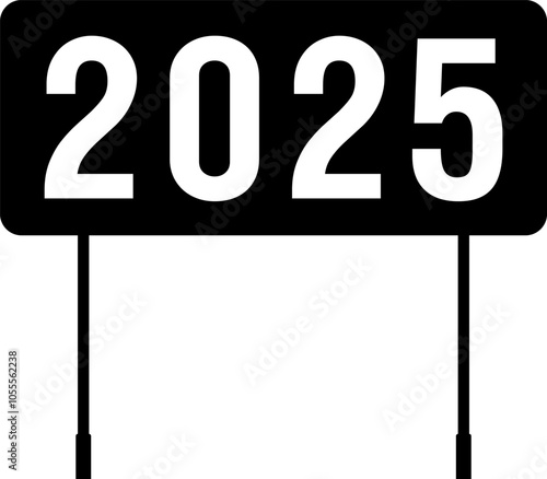 2025 New Year concept road sign board with text - vector illustration