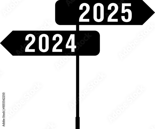 2025 New Year concept road sign board with text - vector illustration