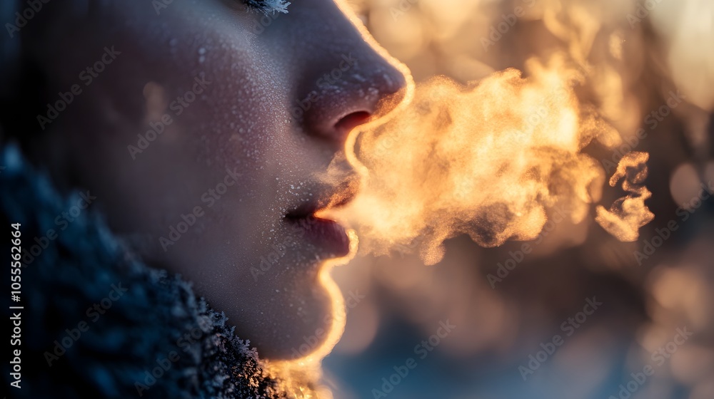Obraz premium Frosty Breath in Crisp Winter Morning Air