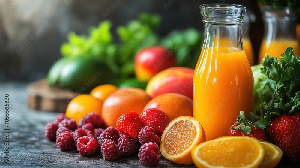 Fresh Fruit and Juice Display Arrangement Fresh Fruit and Juice Display Arrangement