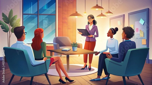 psychotherapy meeting support woman therapy psychology business office entrepreneur teamwork creative startup friendship group leader coach psychologis communication help circle advice