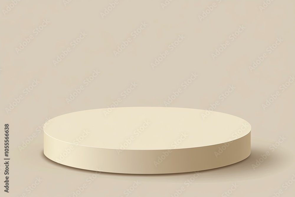 Realistic beige 3D cylindrical pedestal podium background with floating overlap circle scene. Minimalist mockup pedestal, abstract product display presentation, Generative ai Realistic beige 3D cylindrical pedestal podium background with floating overlap circle scene. Minimalist mockup pedestal, abstract product display presentation, Generative ai
