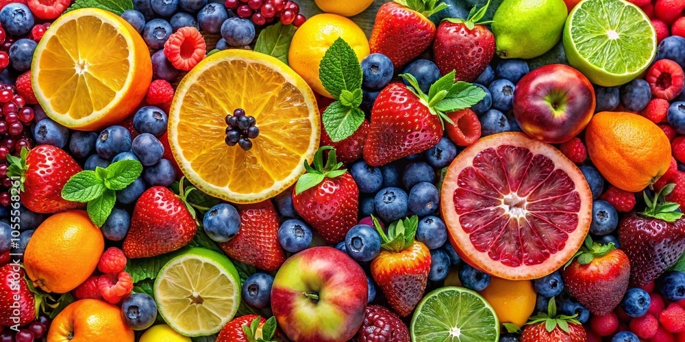Vibrant Fruit Medley Representing Wellness and Natural Beauty for Healthy Eating Concept Vibrant Fruit Medley Representing Wellness and Natural Beauty for Healthy Eating Concept