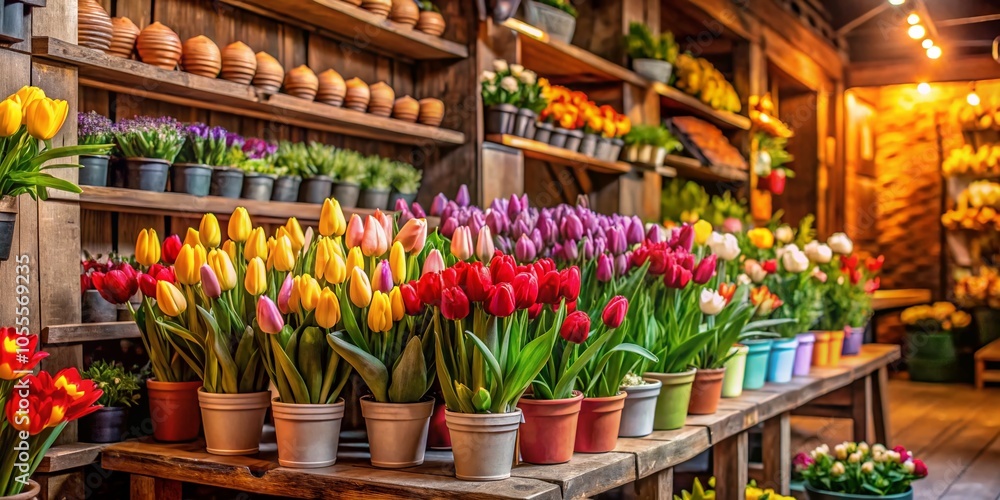 custom made wallpaper toronto digitalVibrant Multi-Colored Tulips in an Amsterdam Flower Shop - Stunning Floral Display for Home Decor and Event Decoration