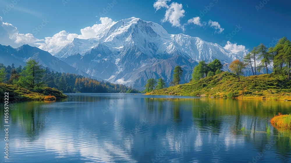 Serene Lake with Snow-Capped Himalayan Mountains Serene Lake with Snow-Capped Himalayan Mountains