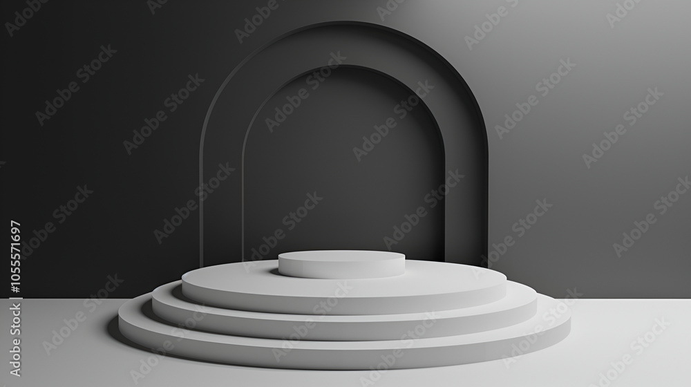 Empty podium Blank product shelf standing backdrop ,Abstract scene background ,Cylinder podium on gray background Empty podium Blank product shelf standing backdrop ,Abstract scene background ,Cylinder podium on gray background