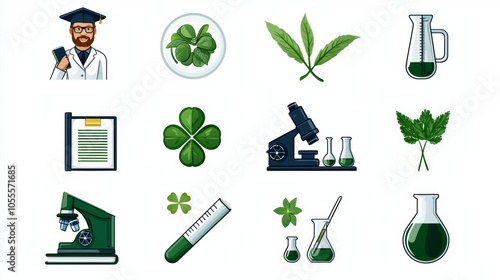 Educational Icons for Agriculture and Science Themes photo