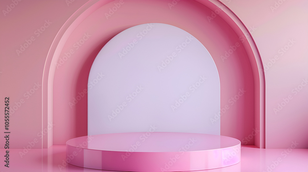 Podium in the background ,Abstract minimal scene with geometric shapes. pink background Podium in the background ,Abstract minimal scene with geometric shapes. pink background
