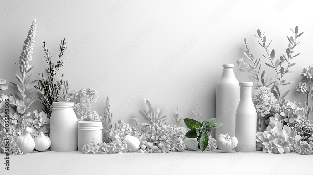 Minimalist Botanical Arrangement in White Minimalist Botanical Arrangement in White