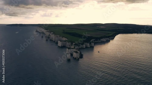 Wallpaper Mural Aerial view of old harry's rocks on a rocky coastline with beautiful sea and sky, Bournemouth, United Kingdom. Torontodigital.ca