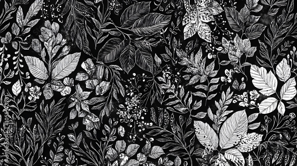 custom made wallpaper toronto digitalIntricate Botanical Doodle Background with Hand-Drawn Leaves and Vines