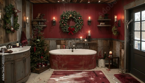 Creative Christmas bathroom decor pictures featuring festive touches for a holiday-themed bathroom, Christmas bathroom decor, holiday bathroom ideas photo