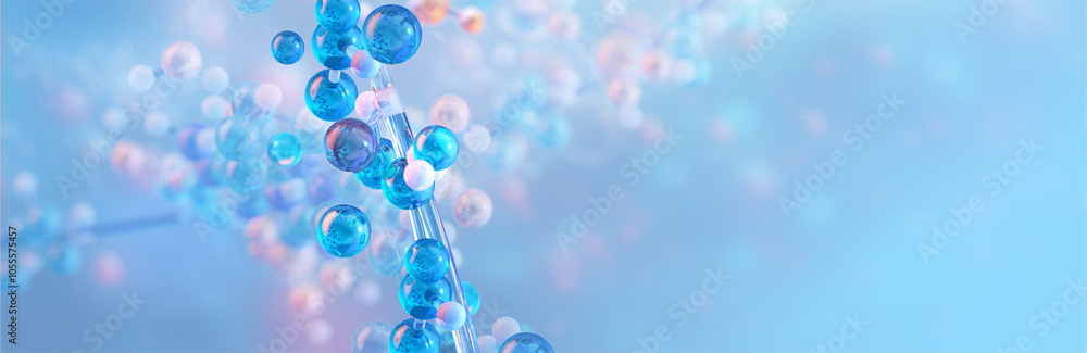 DNA molecular structure. MicroRNA gene expression. Amino acids in protein molecules, metabolism, muscle synthesis, recovery. Biotechnology, health, fitness, nutrition, dietary supplements 3D banner DNA molecular structure. MicroRNA gene expression. Amino acids in protein molecules, metabolism, muscle synthesis, recovery. Biotechnology, health, fitness, nutrition, dietary supplements 3D banner