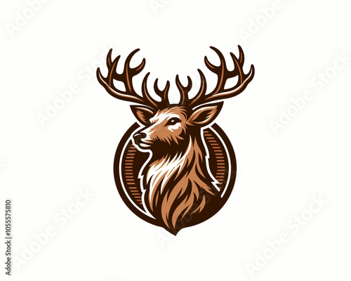 Deer Head Logo Vector Illustration for T-shirts