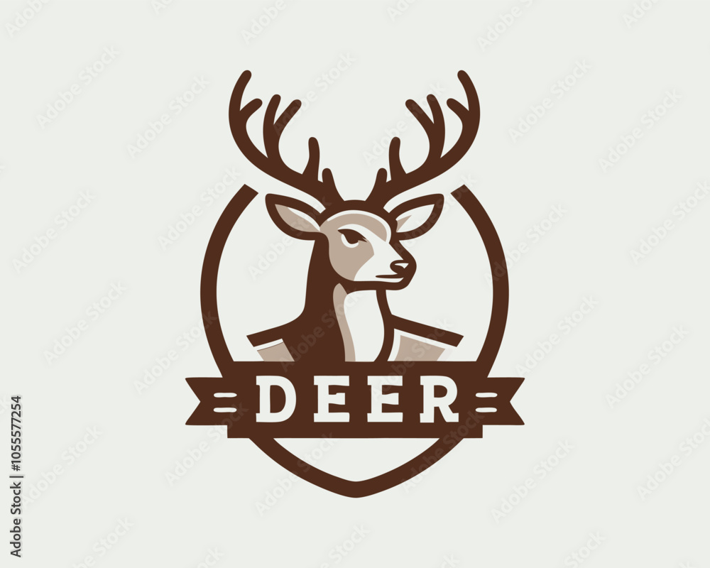 Deer Head Logo Vector Illustration for T-shirts Deer Head Logo Vector Illustration for T-shirts