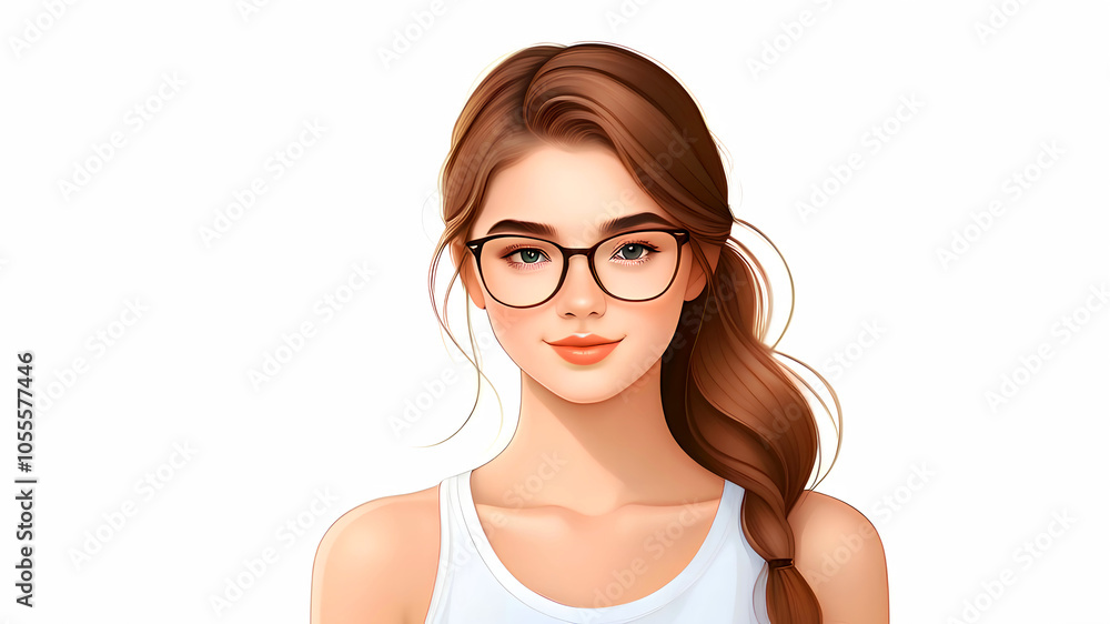 Minimalist teenage girl on white background Minimalist teenage girl on white background