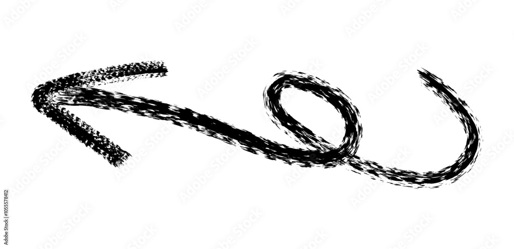 Hand drawn simple arrow drawn with wax crayon, chalk or charcoal. Uneven dry texture for underlining highlighting. Pencil drawn lines, strikethrough, grungy vector isolated on white Hand drawn simple arrow drawn with wax crayon, chalk or charcoal. Uneven dry texture for underlining highlighting. Pencil drawn lines, strikethrough, grungy vector isolated on white