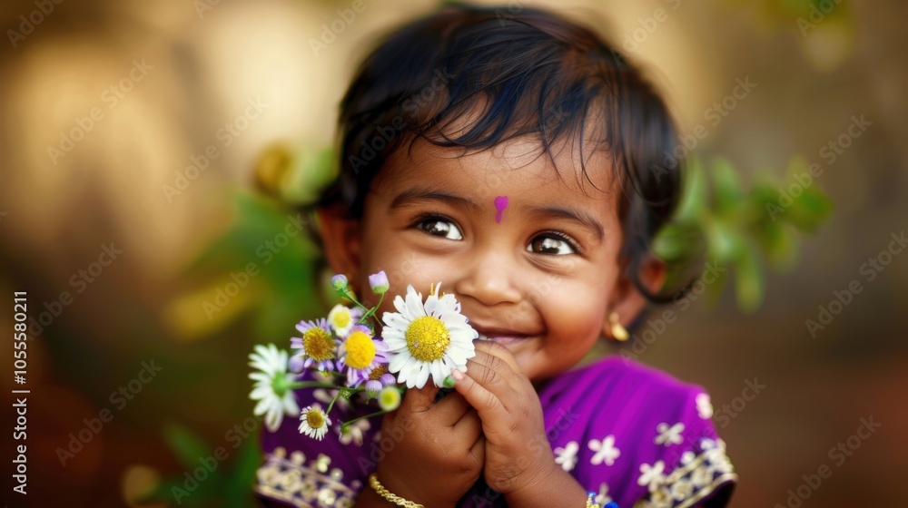 portrait of a little girl with flowers portrait of a little girl with flowers