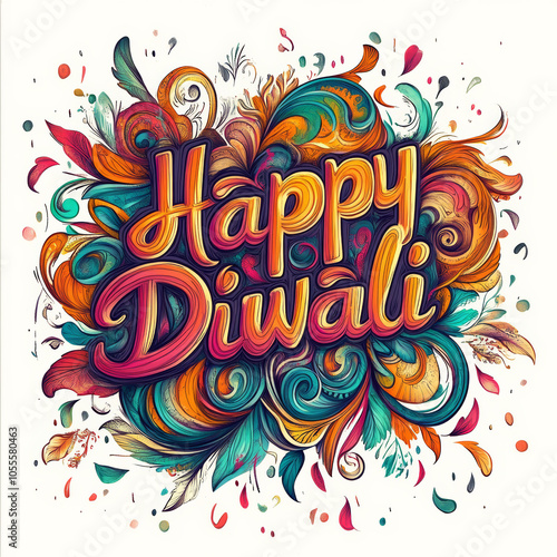 A beautiful "Happy Diwali" greeting in Hindi calligraphy, perfect for sharing on social media. It's a festive design that captures the spirit of the Diwali festival.