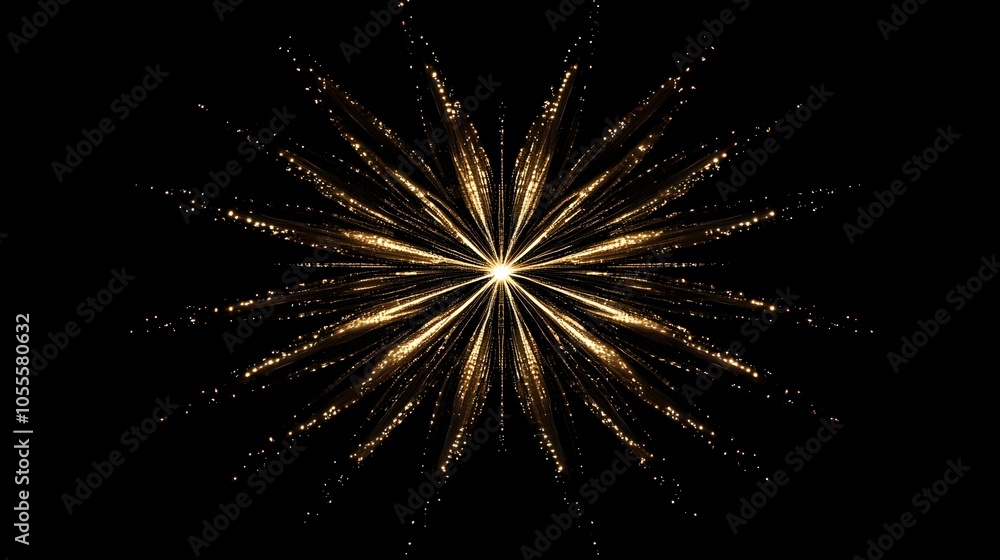 Gleaming Golden Starburst Against Midnight Backdrop with Shimmering Trails Gleaming Golden Starburst Against Midnight Backdrop with Shimmering Trails