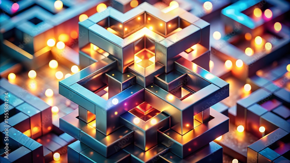 Visual Symphony: Abstract Geometric Harmony with Bokeh Effect in Vibrant Colors and Interlocking Shapes for Modern Art Visual Symphony: Abstract Geometric Harmony with Bokeh Effect in Vibrant Colors and Interlocking Shapes for Modern Art