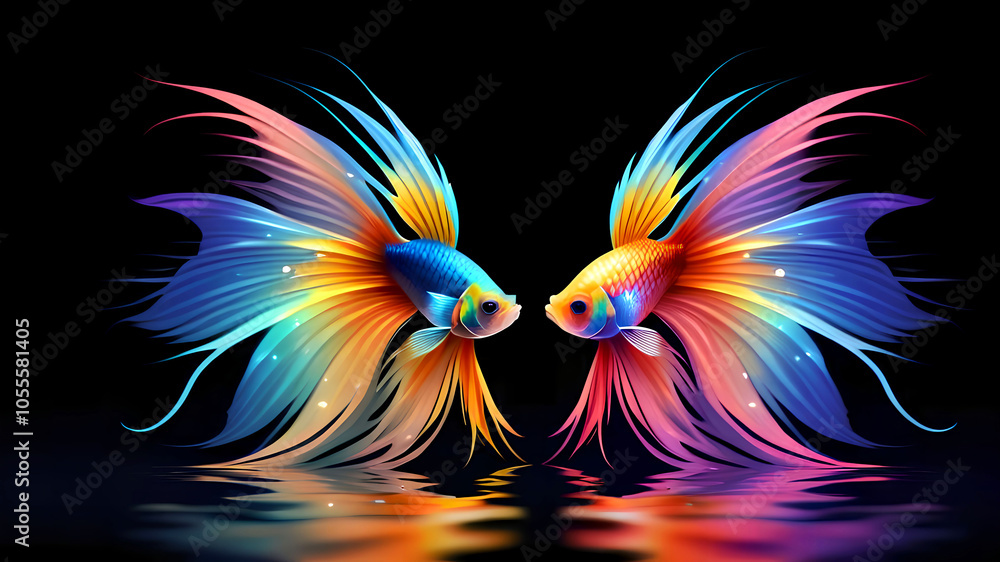 Colorful fish on black background Colorful fish on black background