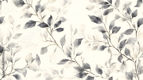 Elegant Monochrome Leaf Pattern Soothing Minimalist Nature Background