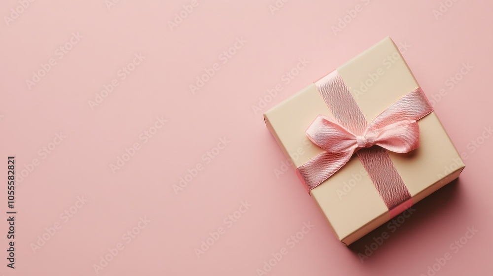 Gift box on a solid pastel background with ample copy space Gift box on a solid pastel background with ample copy space