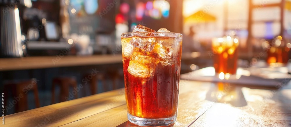 Cold Soda Iced Drink In A Glasses In Cafe Cold Soda Iced Drink In A Glasses In Cafe