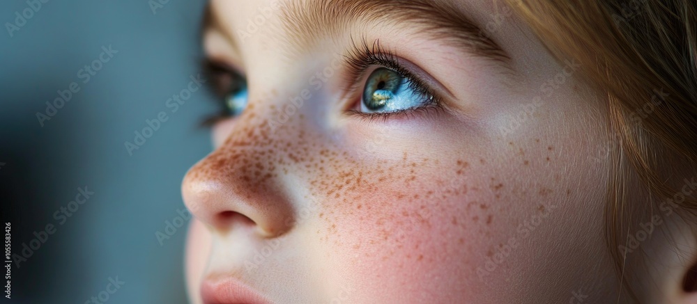 Fototapeta premium The Face Of A Young Girl Where Are Visible The Nose And Lips