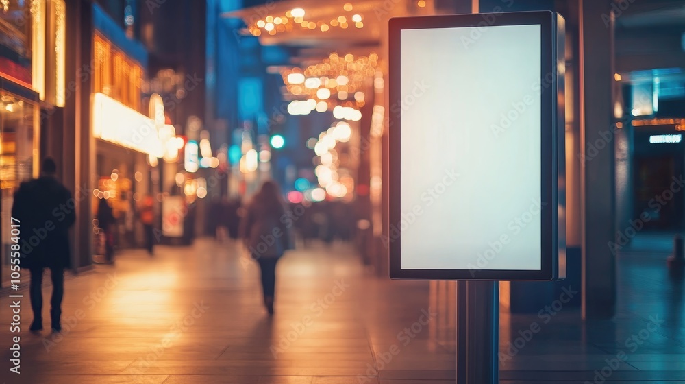 Vertical advertising billboard or empty light box display for text messages or media content in a retail environment focusing on commercial marketing and advertising concepts Vertical advertising billboard or empty light box display for text messages or media content in a retail environment focusing on commercial marketing and advertising concepts