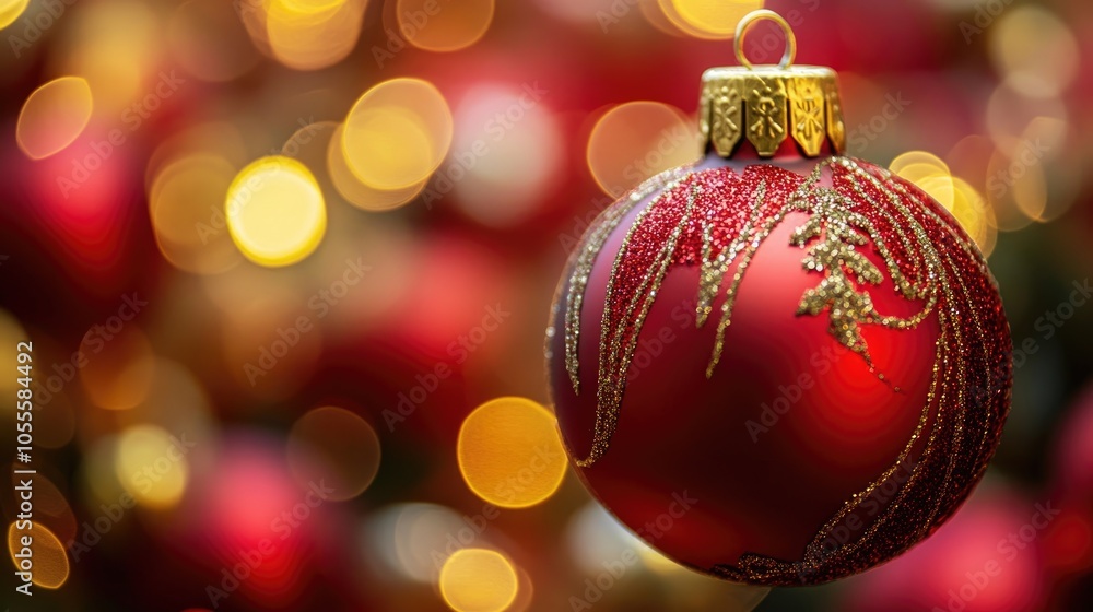 Close up view of a Christmas bauble capturing the essence of festive decorations for a celebration during the holiday season Close up view of a Christmas bauble capturing the essence of festive decorations for a celebration during the holiday season