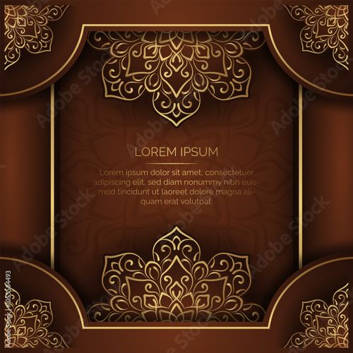 Brown background with gold mandala ornaments