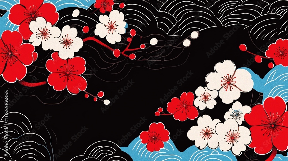 custom made wallpaper toronto digitalTextile Pattern Japanese Black Background