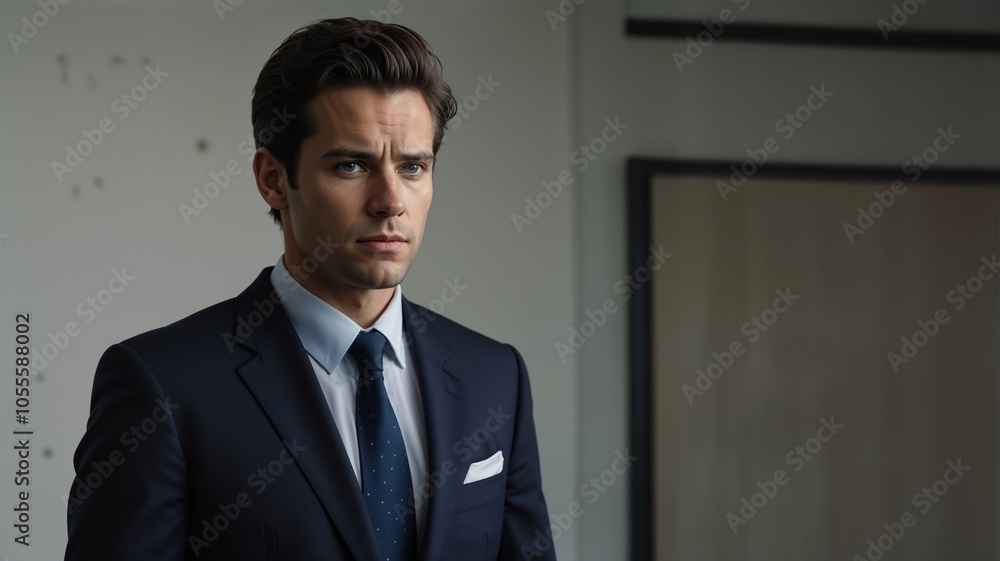 Confident Man in Suit Looking Away Confident Man in Suit Looking Away